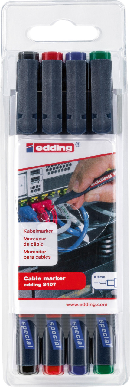 edding 8407 Kabelmarker Set 4er Set 0,3 mm