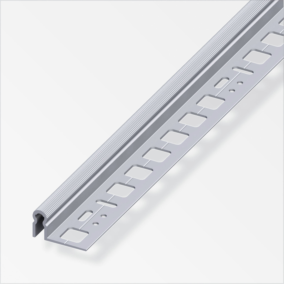 alfer Alu-Träger-Profil mit alfer -fix 1 m, 9.5 x 30 mm Alu roh blank