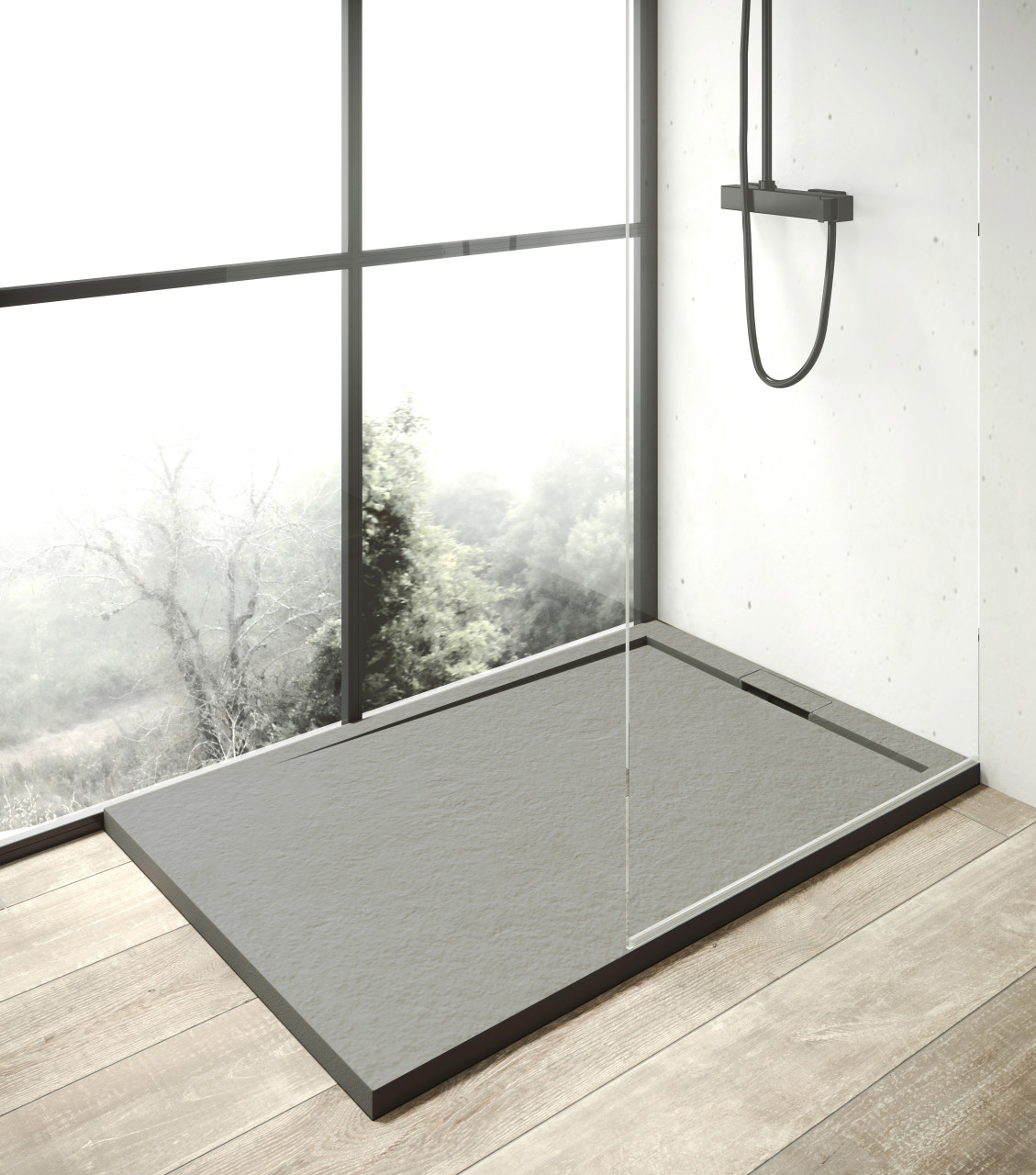 Mineralgussduschwanne Zona 120 x 80 cm, zementgrau, ohne Ablaufgarnitur, ohne Füsse