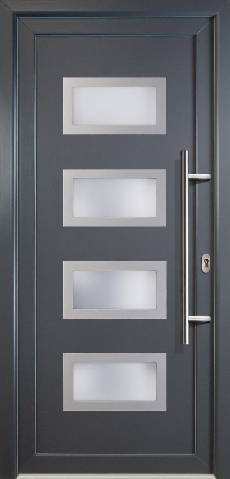 Meeth Haustür Signum Exclusiv PVC Modell 92 88 x 200 cm, DIN rechts, weiß/titan