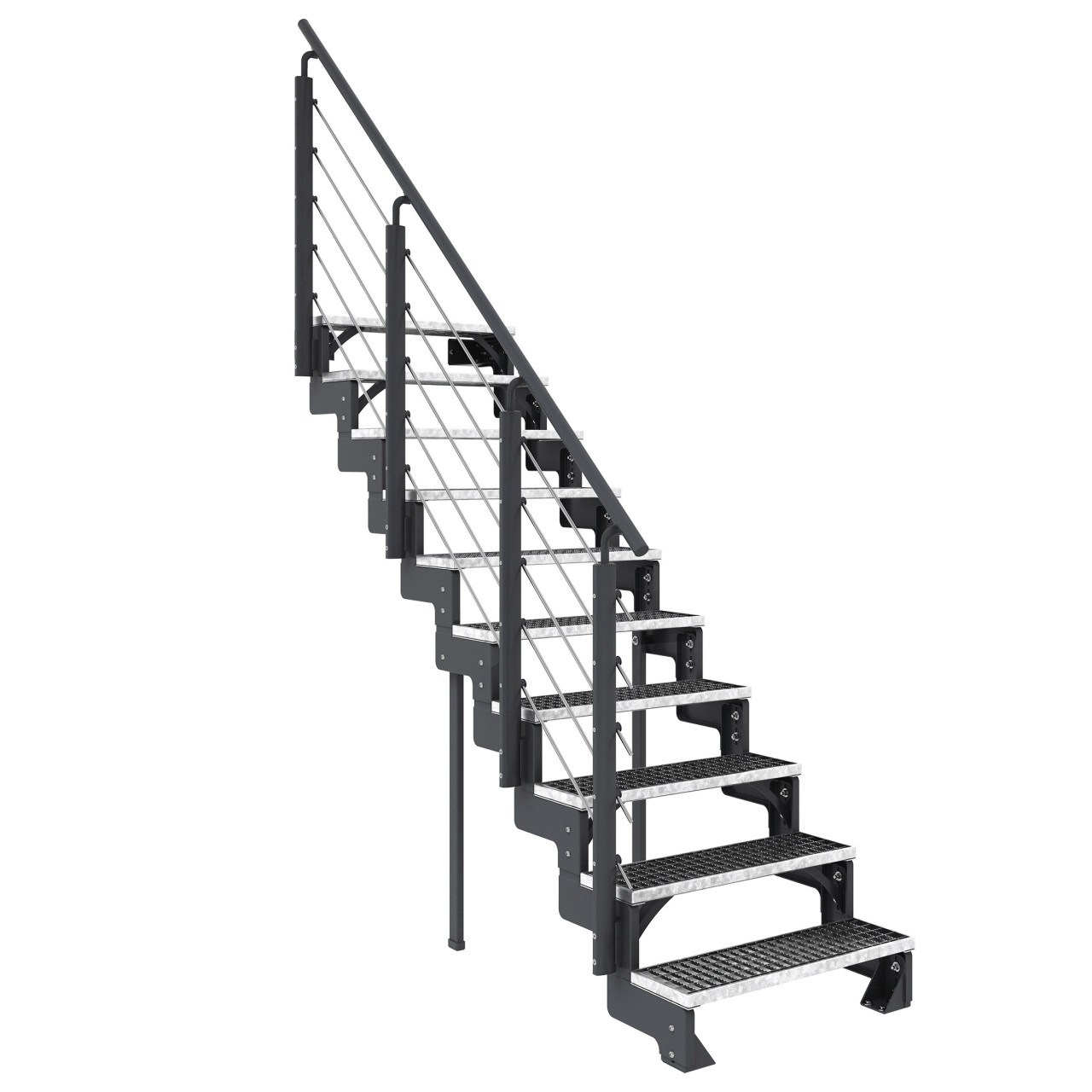 Dolle Außentreppe Gardentop 10 Gitterroststufen 80 cm inkl. einseitigem Geländer anthrazit
