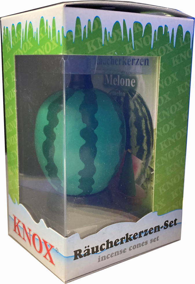 Knox Räucher-Set Melone Räucherfigur aus Holz Melone mit 24 Räucherkerzen Melone