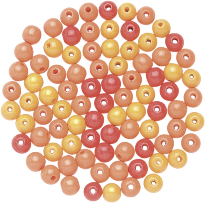Glorex Holzperle orange mix 8 mm - 80 Stück
