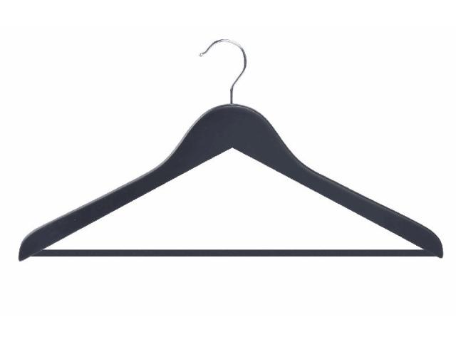 TrendLine Kleiderbügel mit Steg 3 Stück Holz schwarz