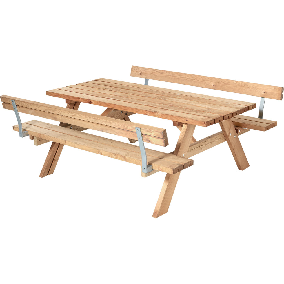 Plus Picknicktisch ThermoWood 179 x 177 x 71 cm goldbraun mit 2 Rückenlehnen