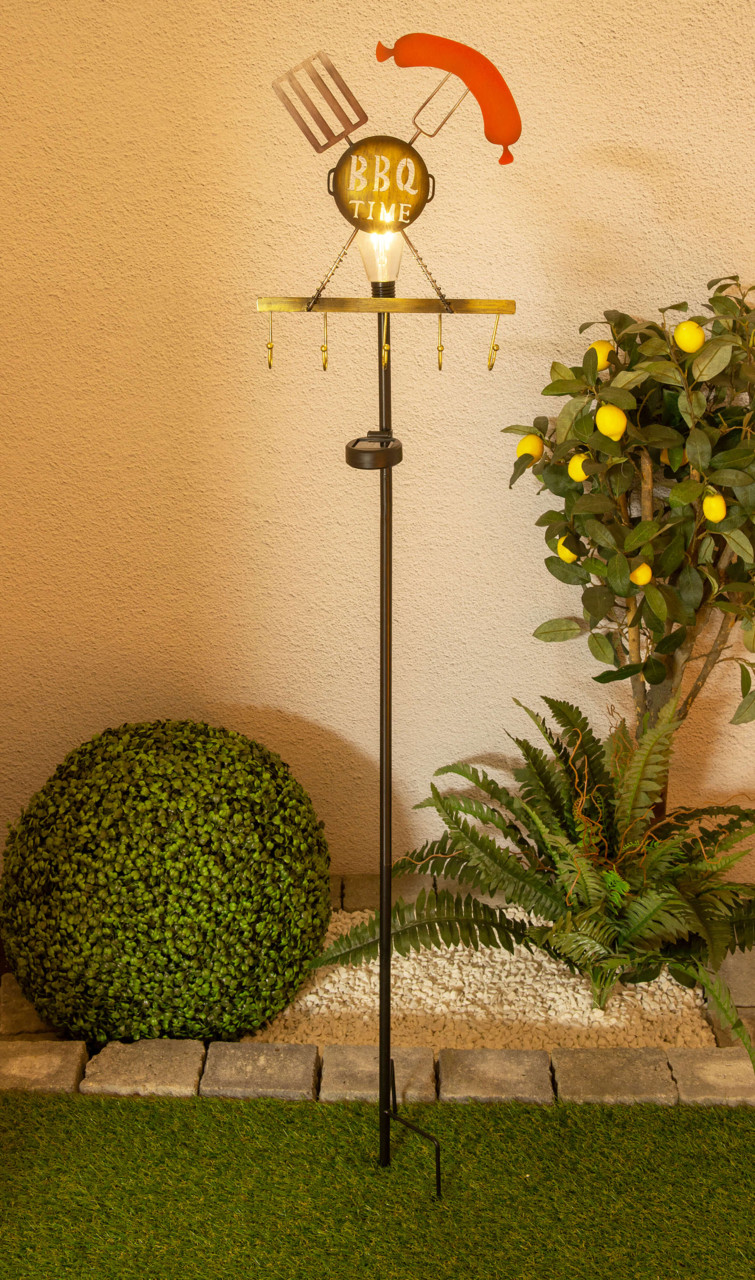 Näve Solar-Gartenleuchte LED mit Dämmerungssensor BBQ Time 130 x 27 cm rostbraun