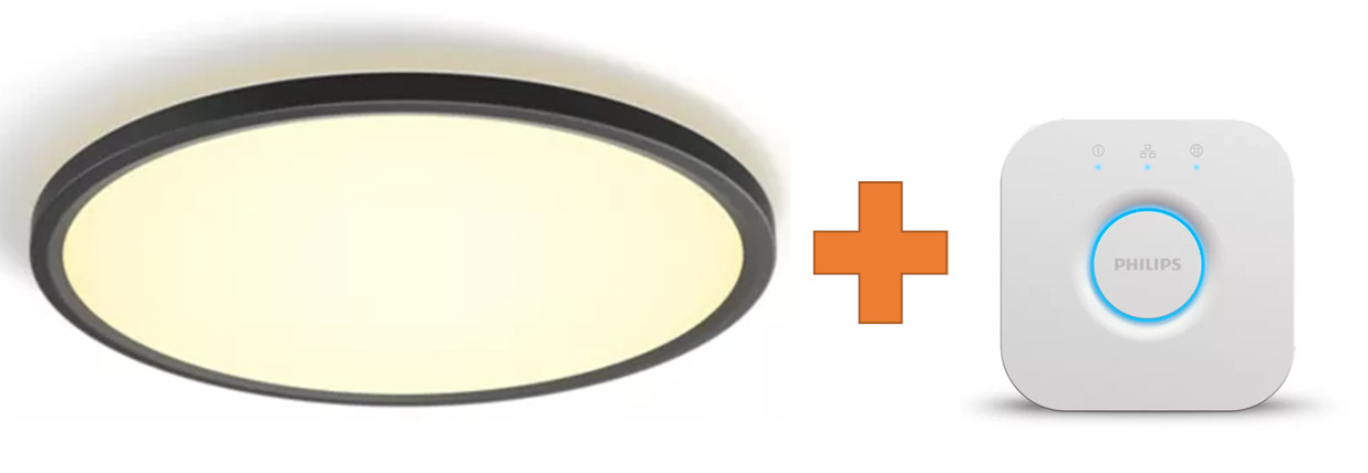 Philips Hue LED Deckenleuchte Tento + Bridge rund schwarz Ø 42,1 cm warmweiß-kaltweiß