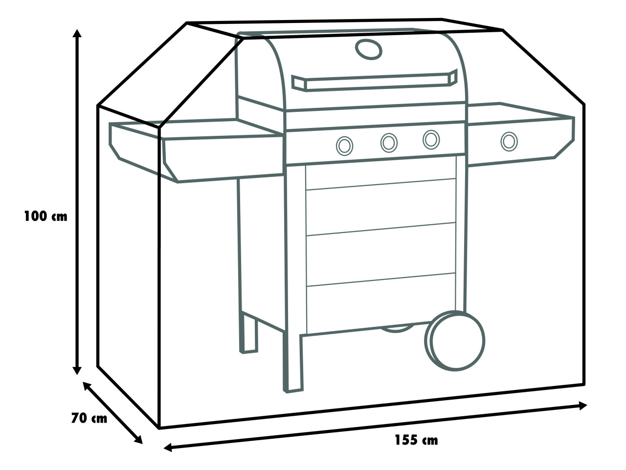 Primaster Atmungsaktive Schutzhülle für Gasgrills 155 x 70 x 100 cm