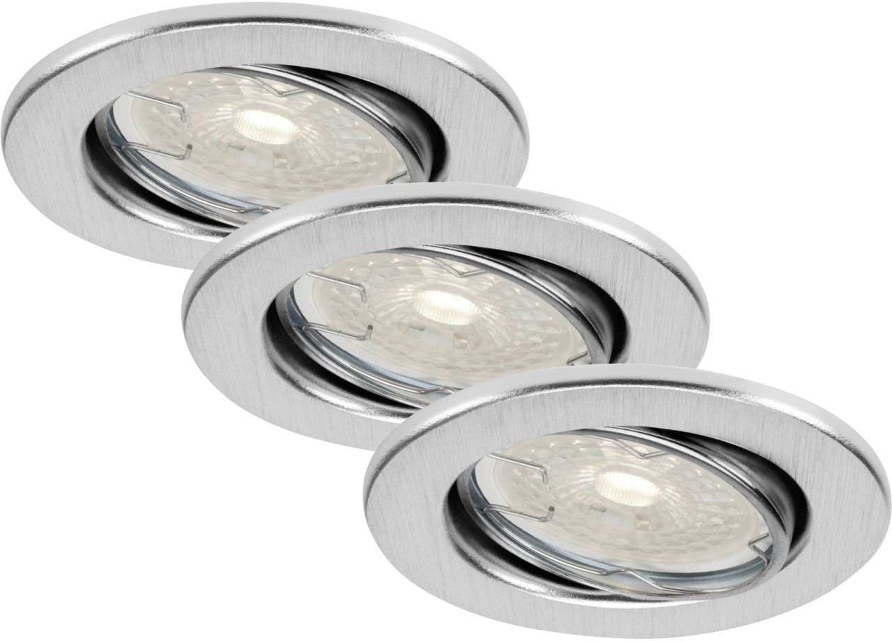Di-Ka LED Einbauleuchte Dimm 3er Set alu Ø 8,6 cm GU10 5,5 W