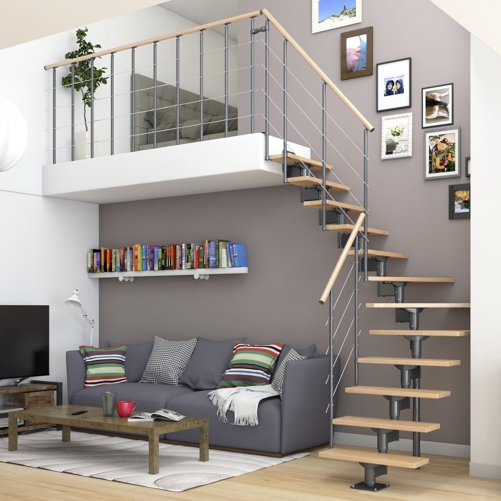 Dolle Mittelholmtreppe Boston 1/4gew. Anthrazit 11 Stufen Buche