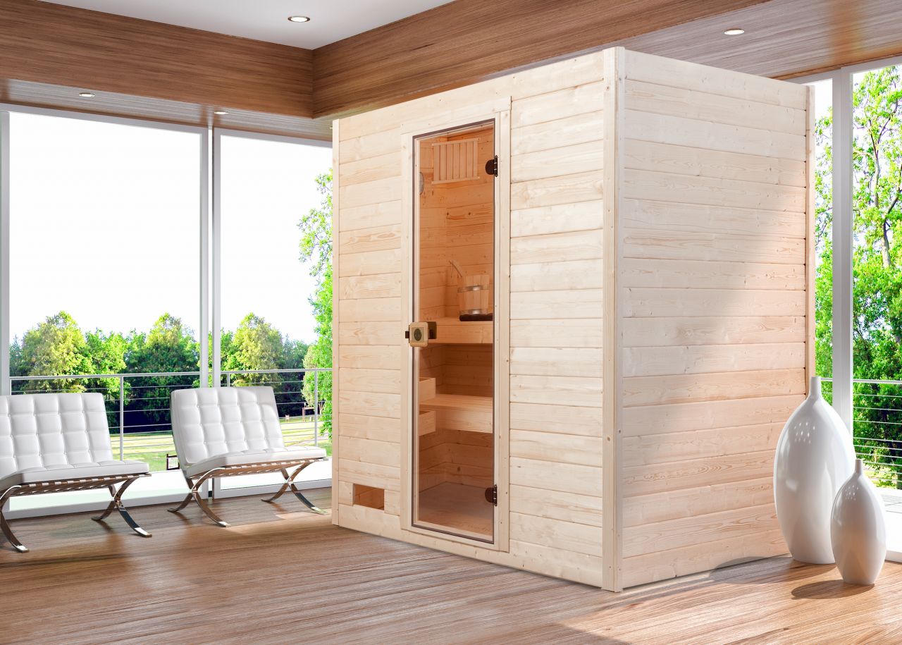 Weka Massivholzsauna Valida 2 mit Glastür