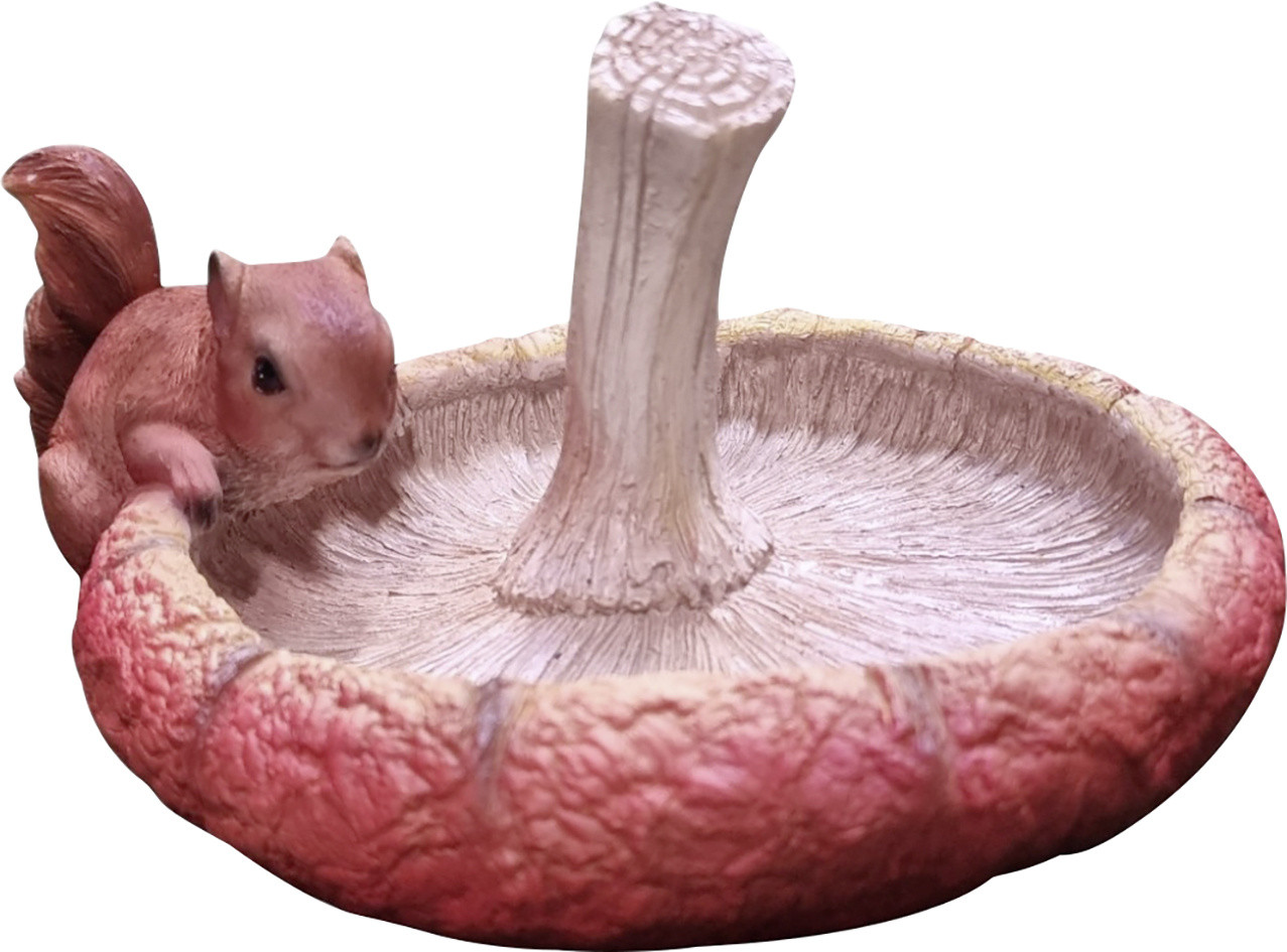 Dekofigur Eichhörnchen Tränke 24 cm rot weiß