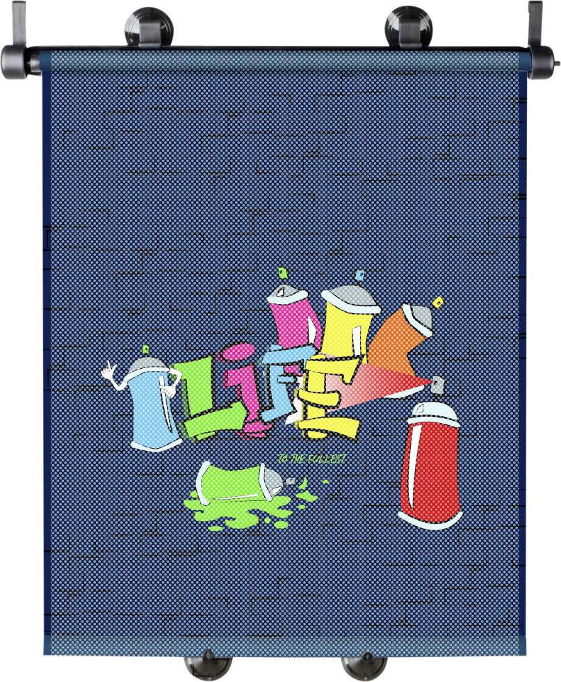 Walser Sonnenrollo Set Graffiti blau 2-teilig