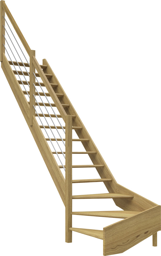 Dolle Raumspartreppen Paris 1/4-gew. Eiche versiegelt inkl. Geländer