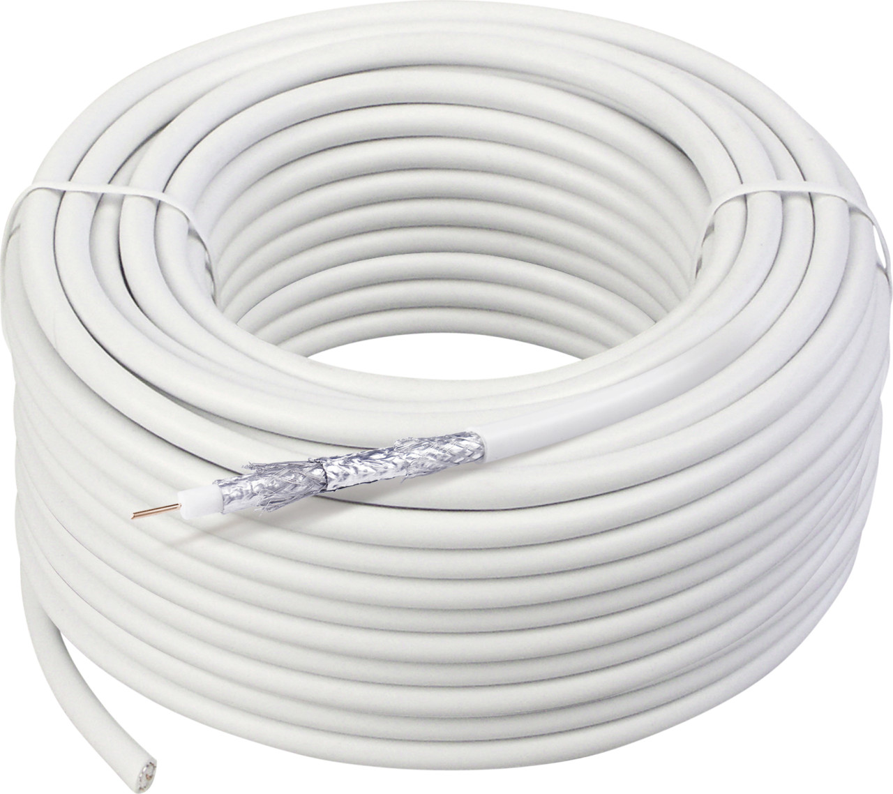 Schwaiger Koaxialkabel KOX11550 052 (115dB) weiß, 50,0m, 4-fach geschirmt, ohne F Stecker
