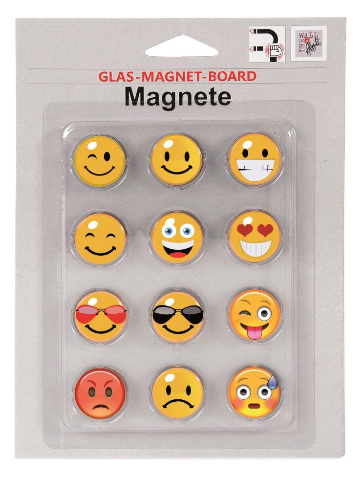 Magnetset 12-teilig - Smilie für Glas-Magnet-Board