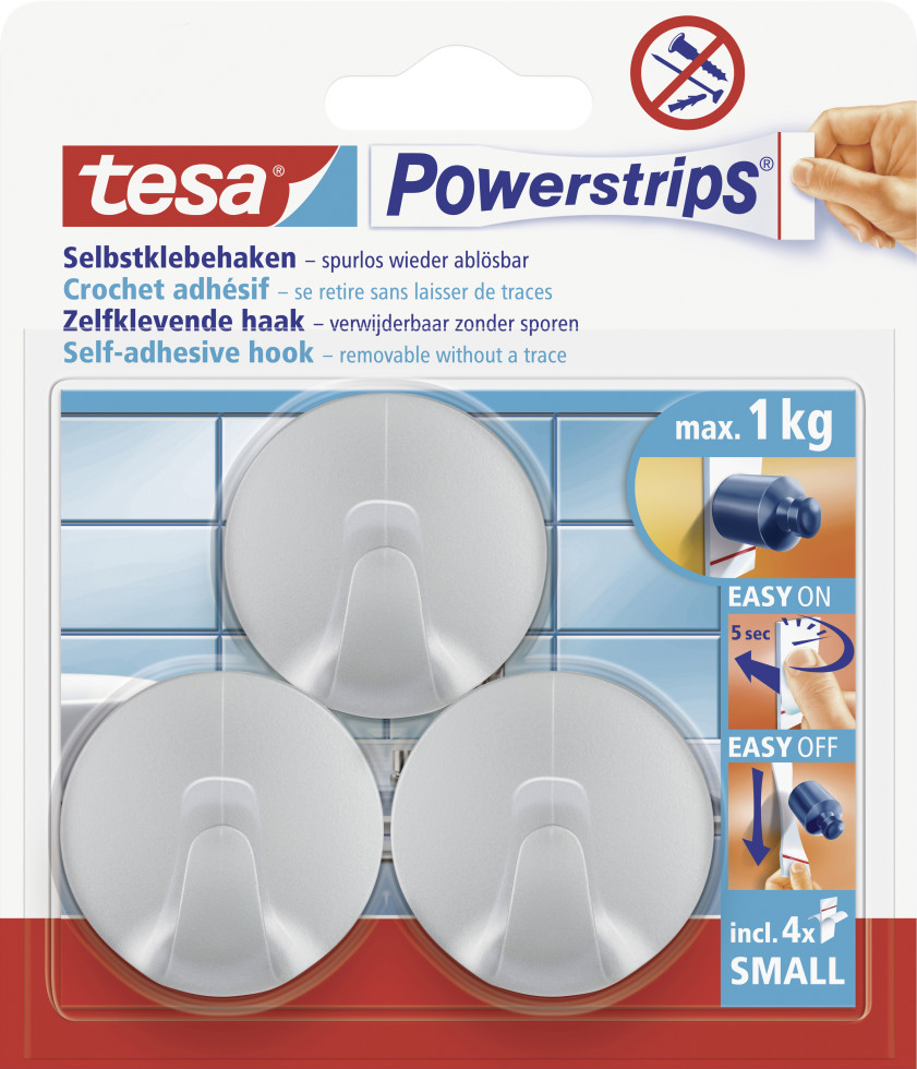 tesa Haken Powerstrip Small rund, chrom