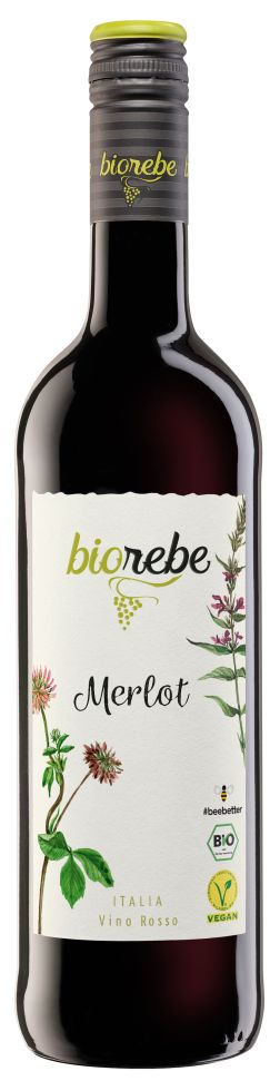 Biorebe Rotwein Merlot trocken Italien 1 x 0,75 L bio/vegan