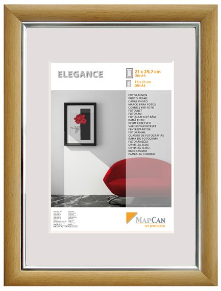 Kunststoff Bilderrahmen Elegance buche-metallic-silber, 40 x 50 cm