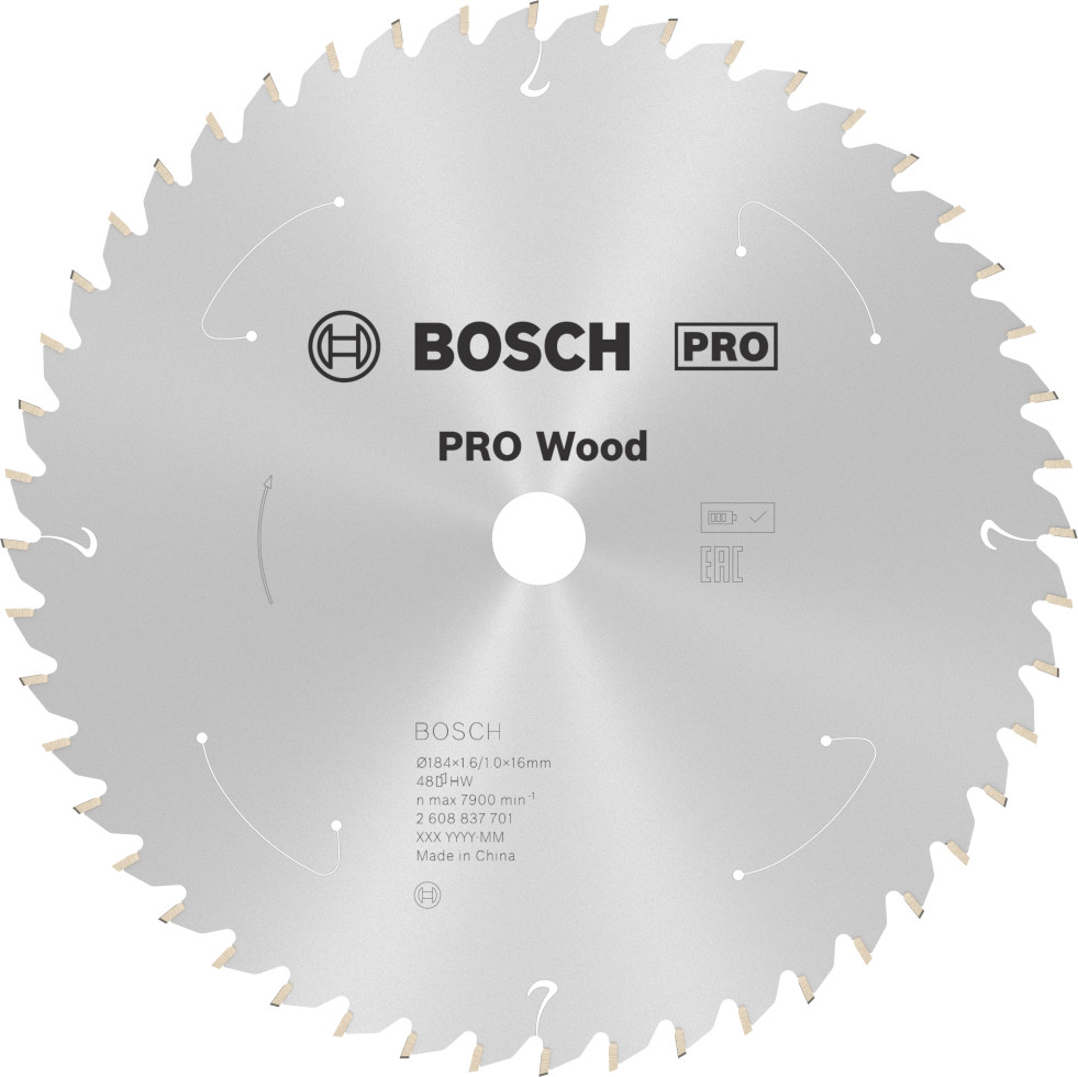 Bosch PRO Wood cordless Kreissägeblatt 184 x 1,6 x 16 mm T48