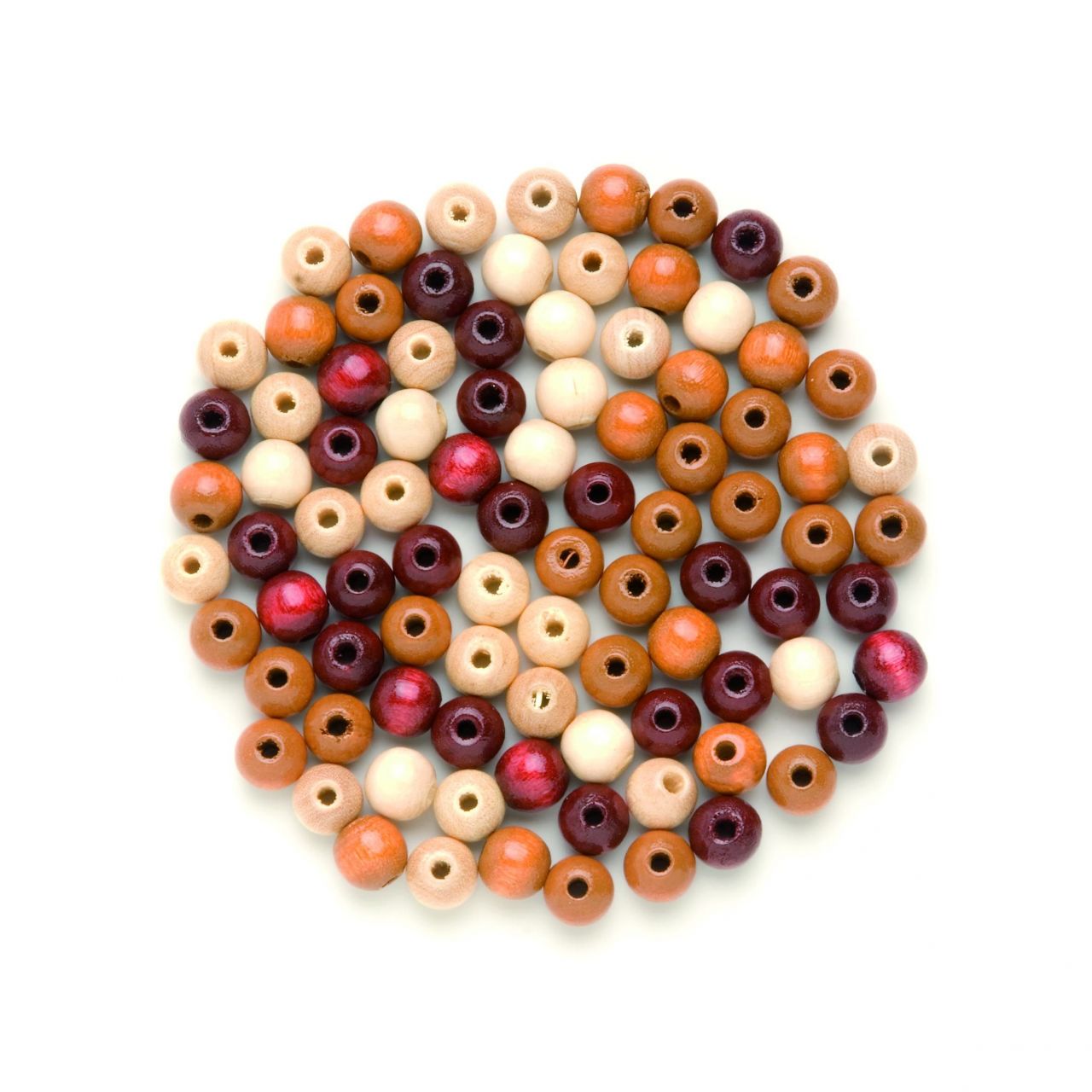 Glorex Holzperle braun-mix 6 mm - 118 Stück