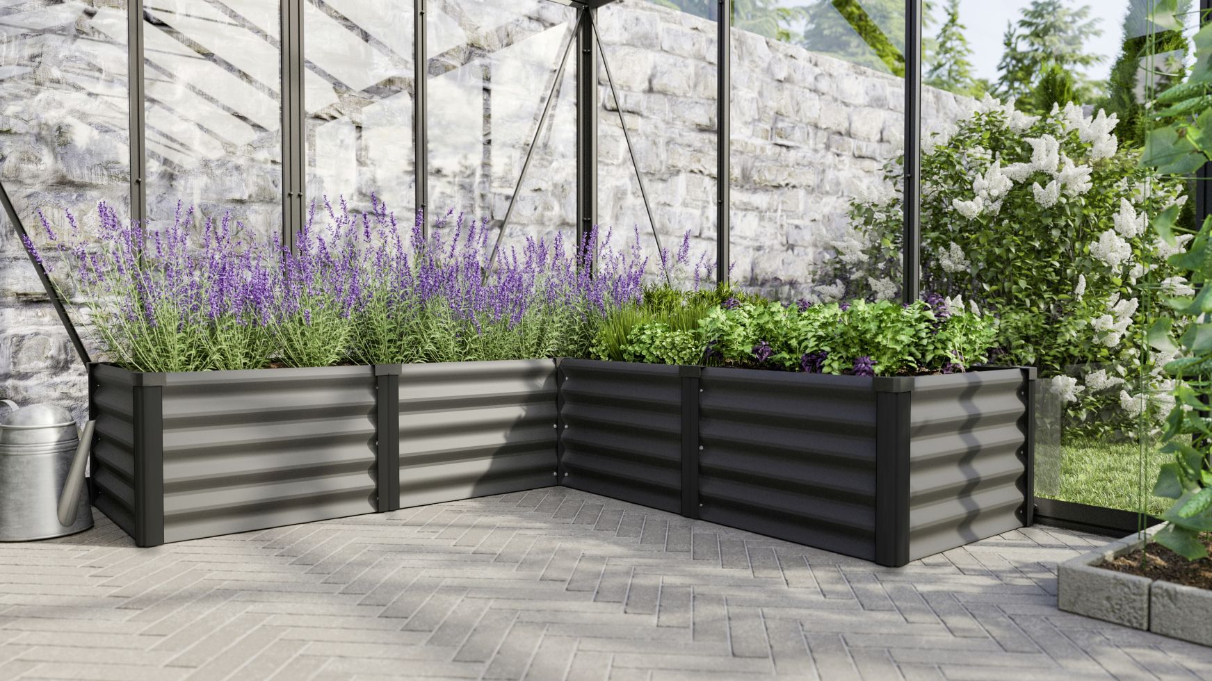 Vitavia Hochbeet Meta 185 x 185 x 40 cm granit schwarz
