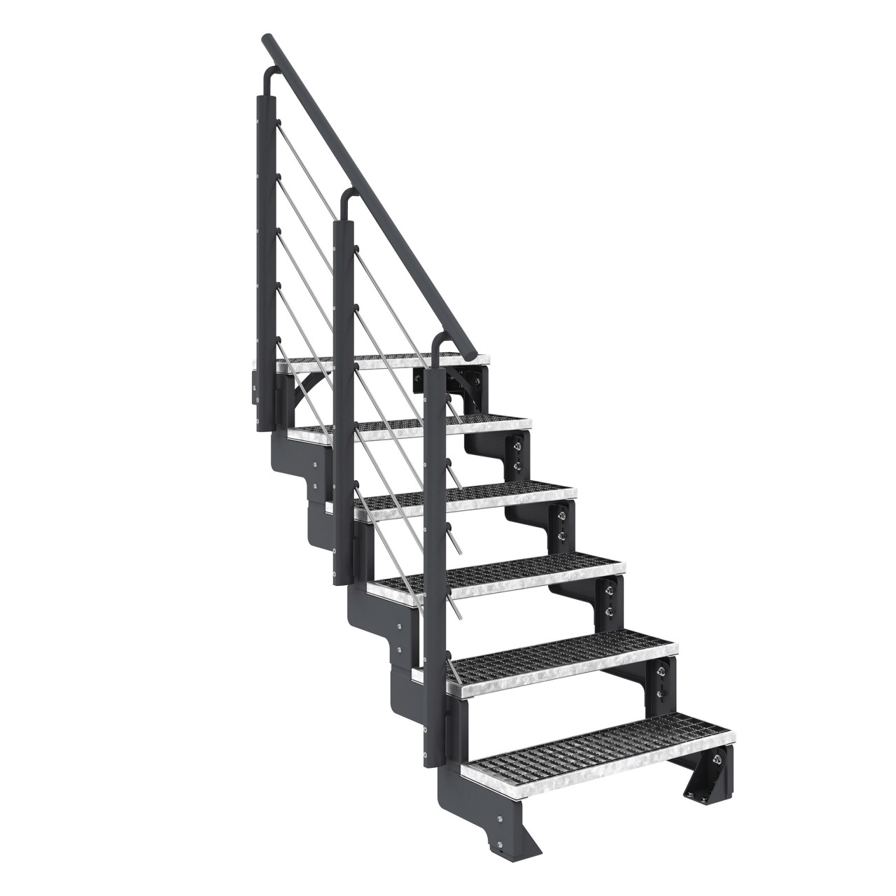 Dolle Außentreppe Gardentop 6 Gitteroststufen 80 cm inkl. einseitigem Geländer anthrazit