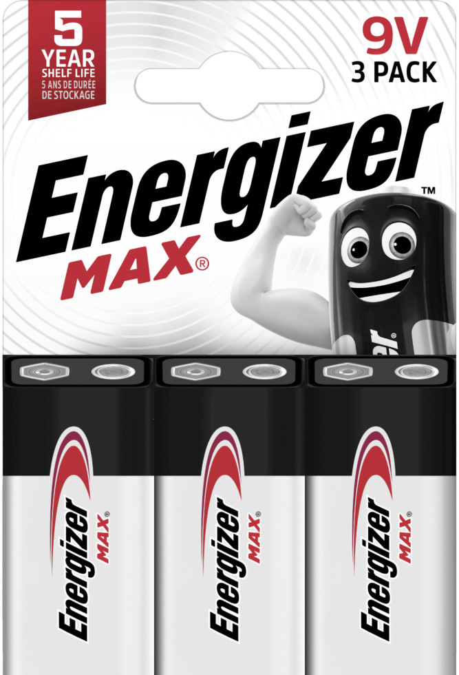 Energizer Max Alkaline E-Block Batterie 9 V, 3er Pack