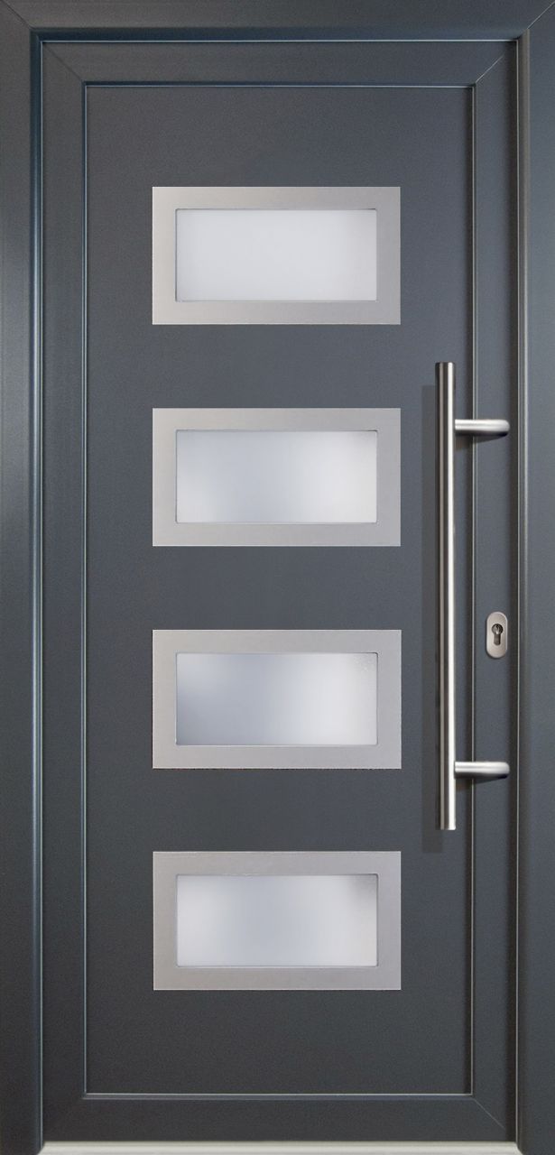 Meeth Haustür Signum PVC Exclusiv PVC Modell 92 88 x 208 cm, DIN rechts, Titan