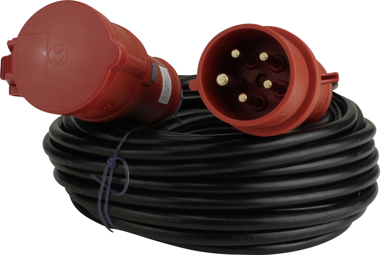 CEE-Verlängerung 5-polig 16A H05VV-F5G1,5 20m rot