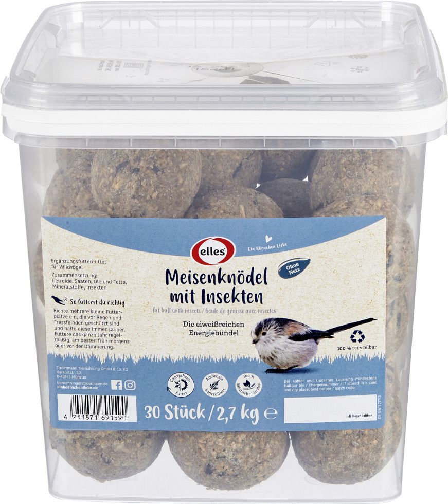 Elles Meisenknödel ohne Netz mit Insekten 30 Stück