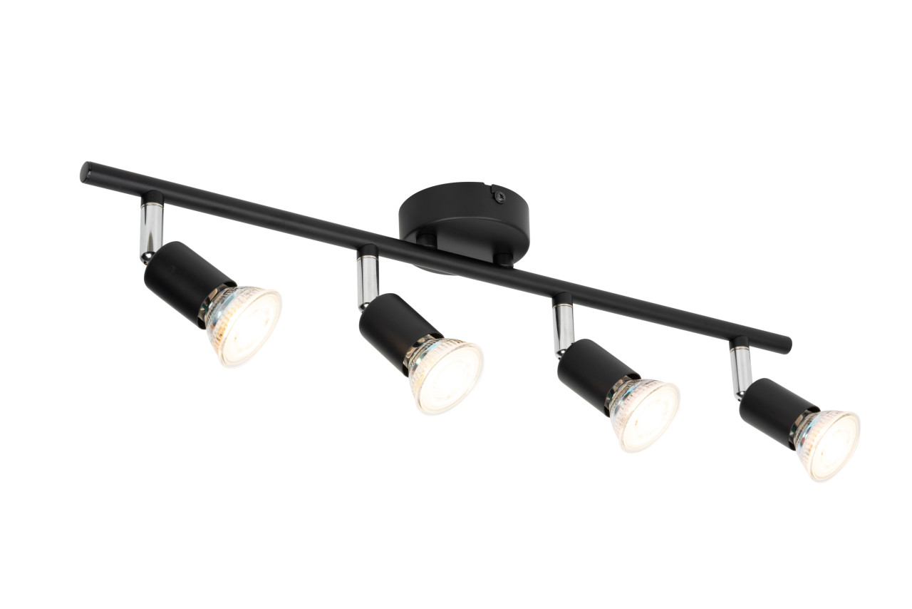 Mylight LED Deckenstrahler 4er Spot 50 x 16 cm schwarz warmweiß