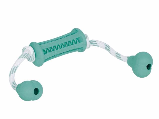 Nobby Vollgummi Stick mit Seil DENTAL LINE zweifarbig 37 x 9 cm