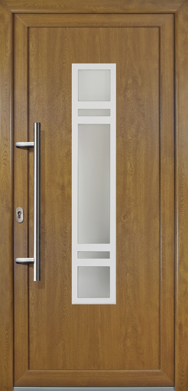 Meeth Haustür Signum PVC Exclusiv PVC Modell 83 88 x 200 cm, DIN links, Golden Oak