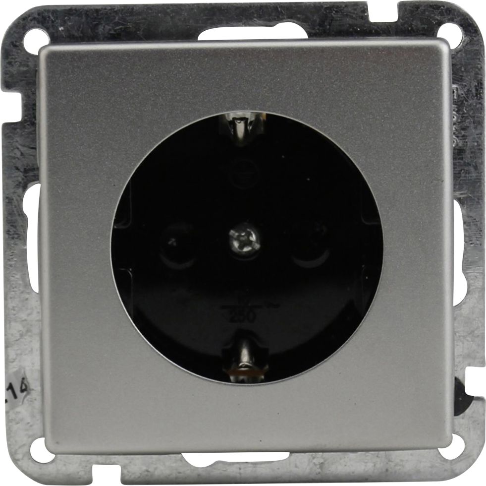 Unitec Steckdose mit Berührschutz edelstahl, Serie Imola