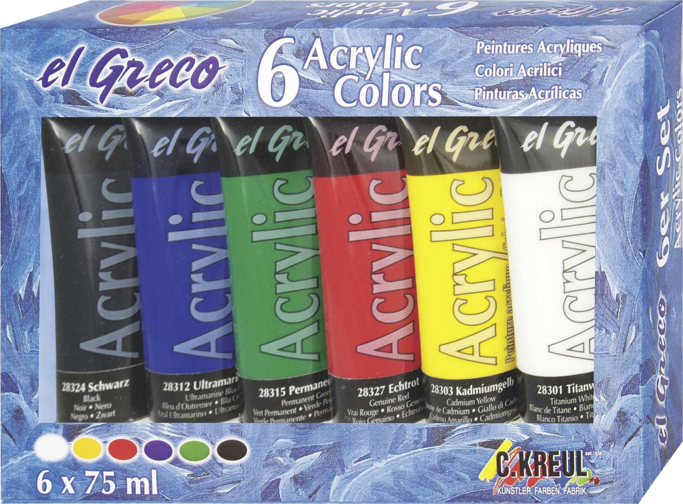 Kreul el Greco Acrylic Tuben Set 6 x 75 ml