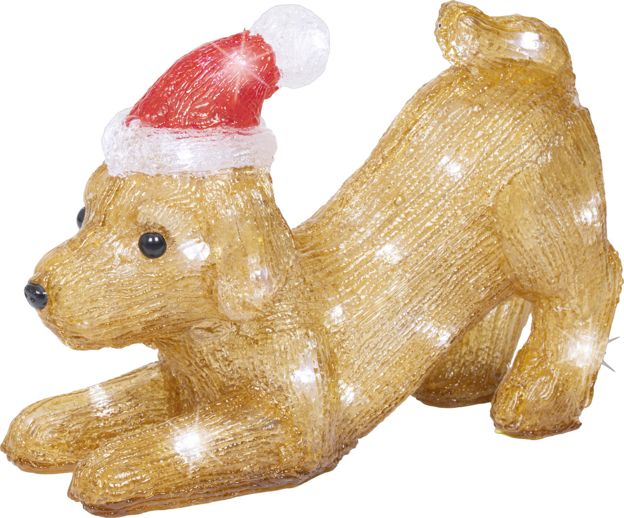 Lumineo LED Hund batteriebetrieben mit Timer 29 x 20 cm kaltweiß braun