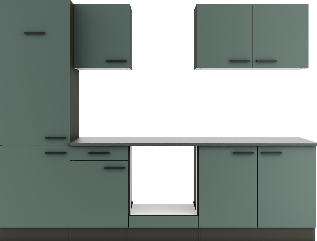 Optifit Küchenzeile Verona 405 ohne Geräte steingrün 270 cm