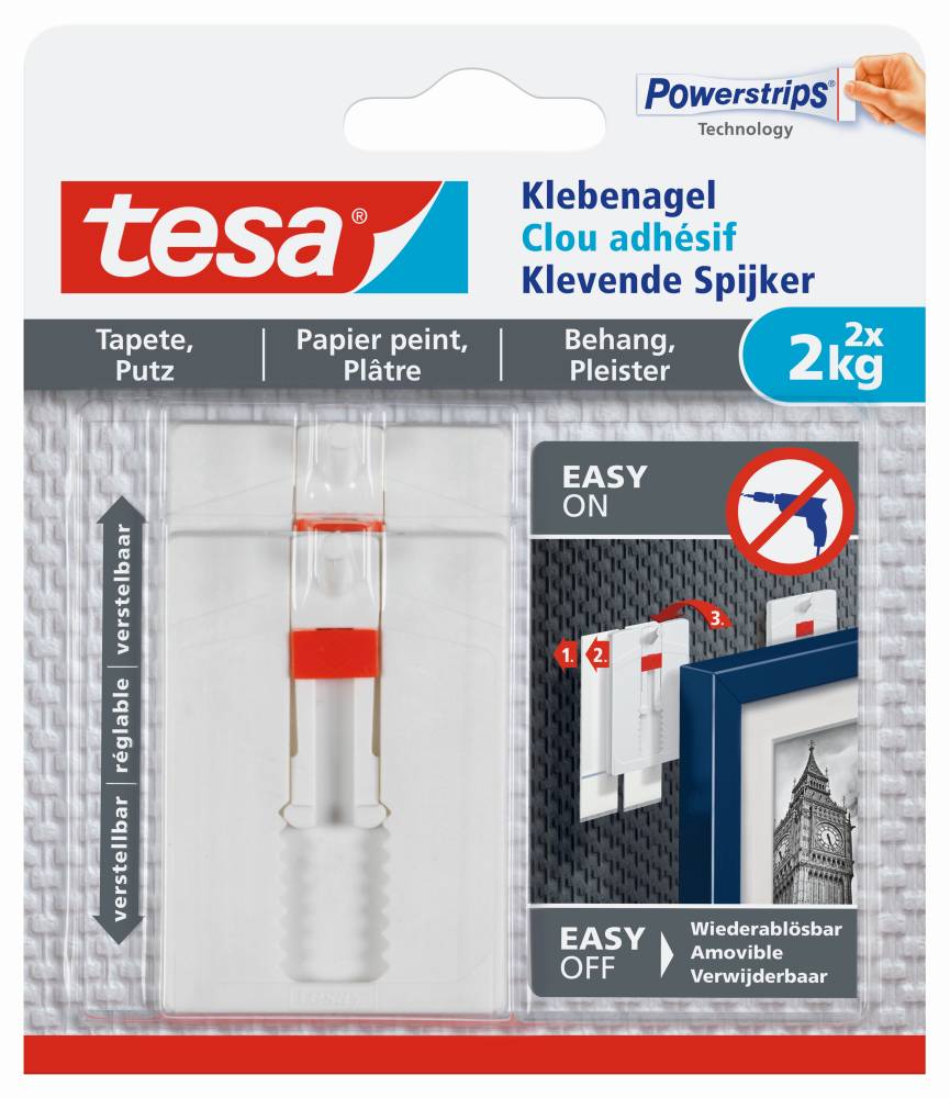 tesa Klebenagel Traglast 2 kg, 2 Stück