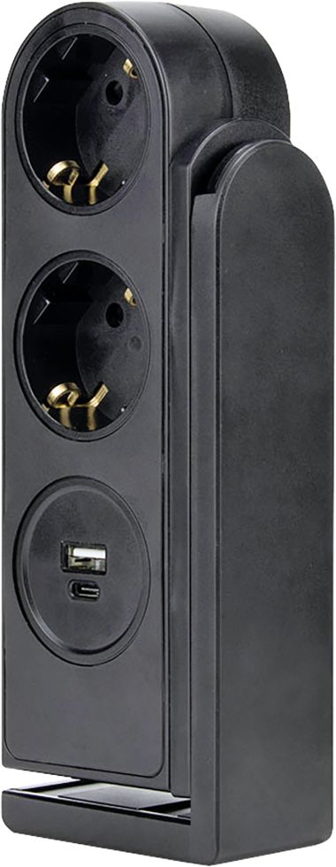 Schwaiger Tischsteckdose 2 + 2, 1,3 m 2x Haushaltsstecker (Typ F), 2x USB