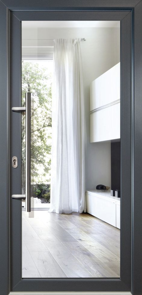 Meeth Haustür Signum Aluminium Modell 60 88 x 200 cm DIN links weiß/titan