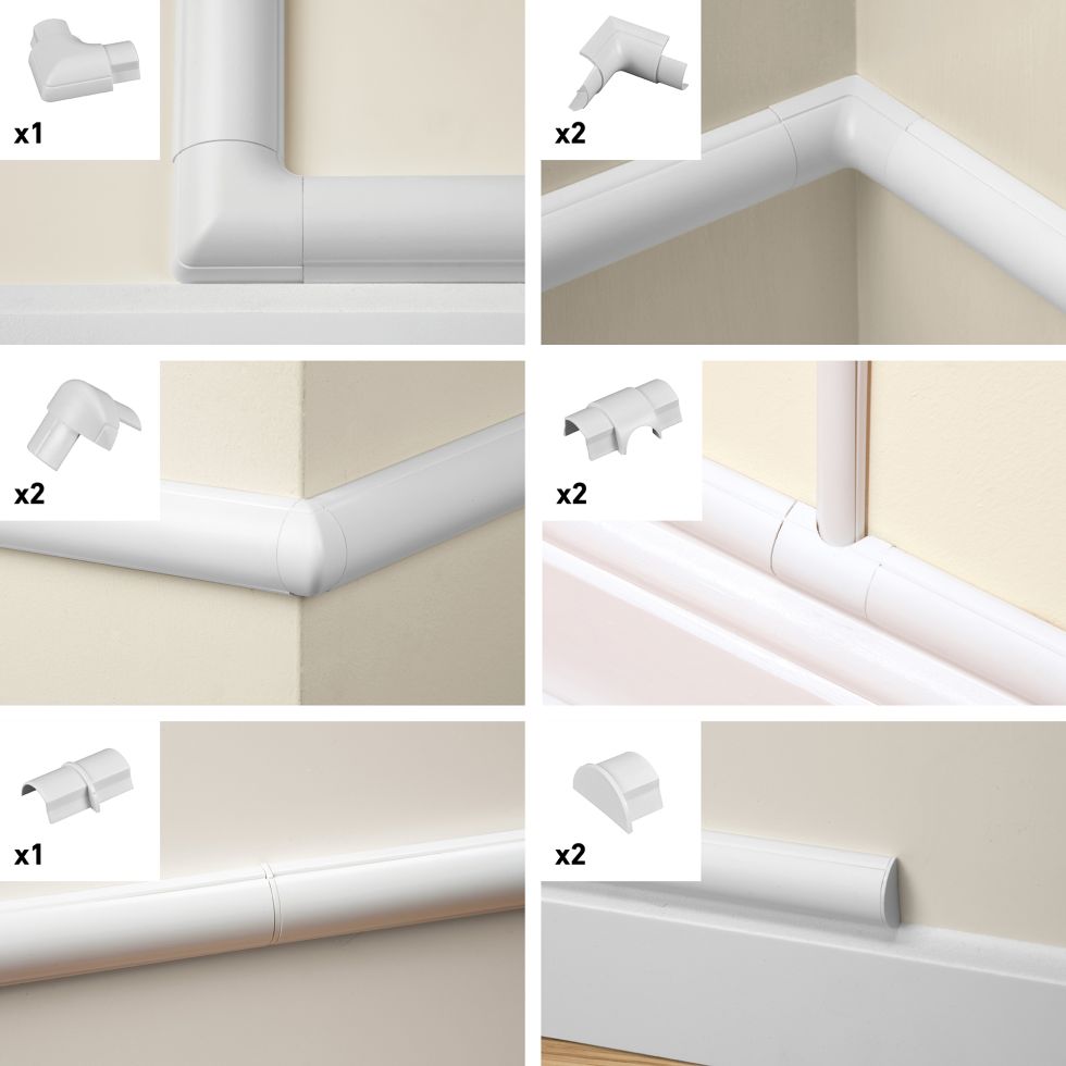 D-Line Design Kabelkanal Zubehör-Set 30x15mm weiß, 10-teilig