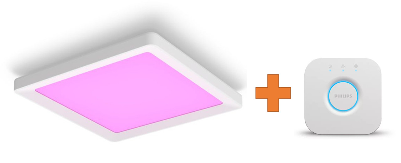 Philips Hue LED Deckenleuchte Tento + Bridge eckig weiß 43 x 3 cm RGB