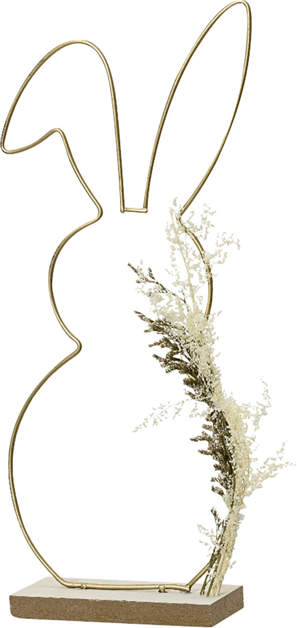 Kaemingk Dekofigur Hase mit Feder Eisen 41 cm gold