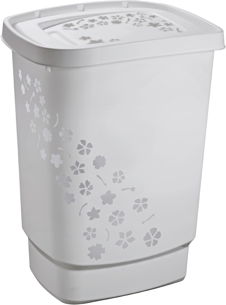 Rotho Wäschesammler Flowers, 55 l grau