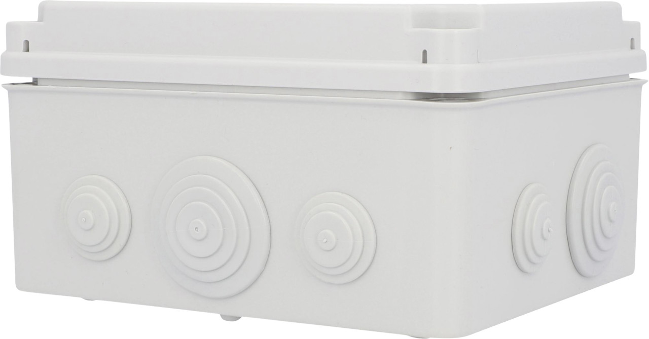 Aufputz- Abzweigdose IP65, mit Schraubdeckel, 165 x 105 x 190 mm, grau