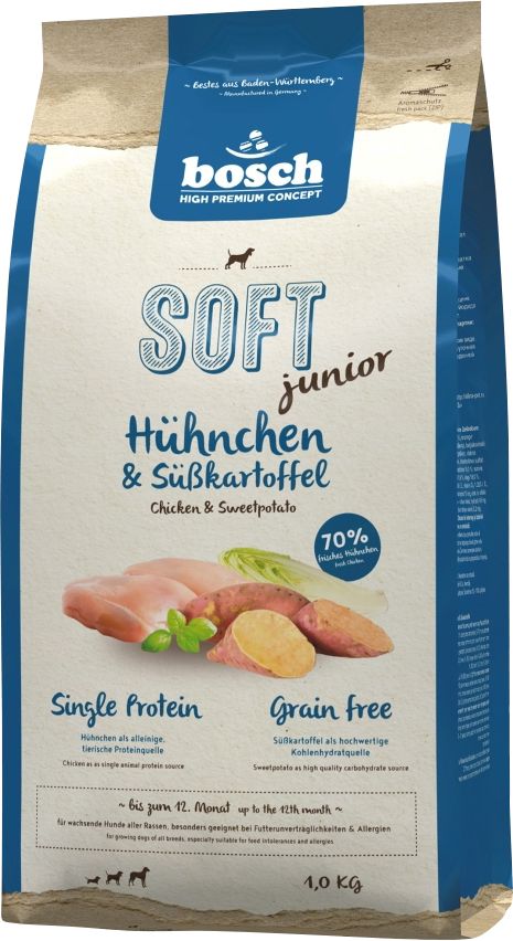 Bosch Hundetrockenfutter Junior Soft 1 kg Hühnchen & Süßkartoffel