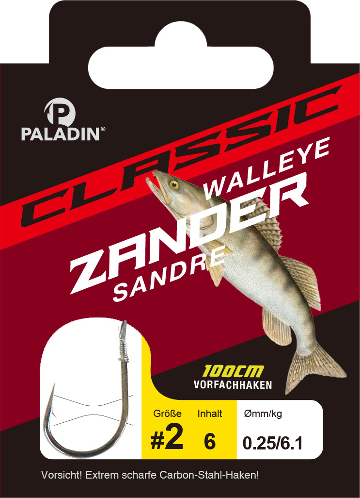 Paladin Zanderhaken gebunden Größe 1/0 - 100 cm 6 Stück gunsmoke