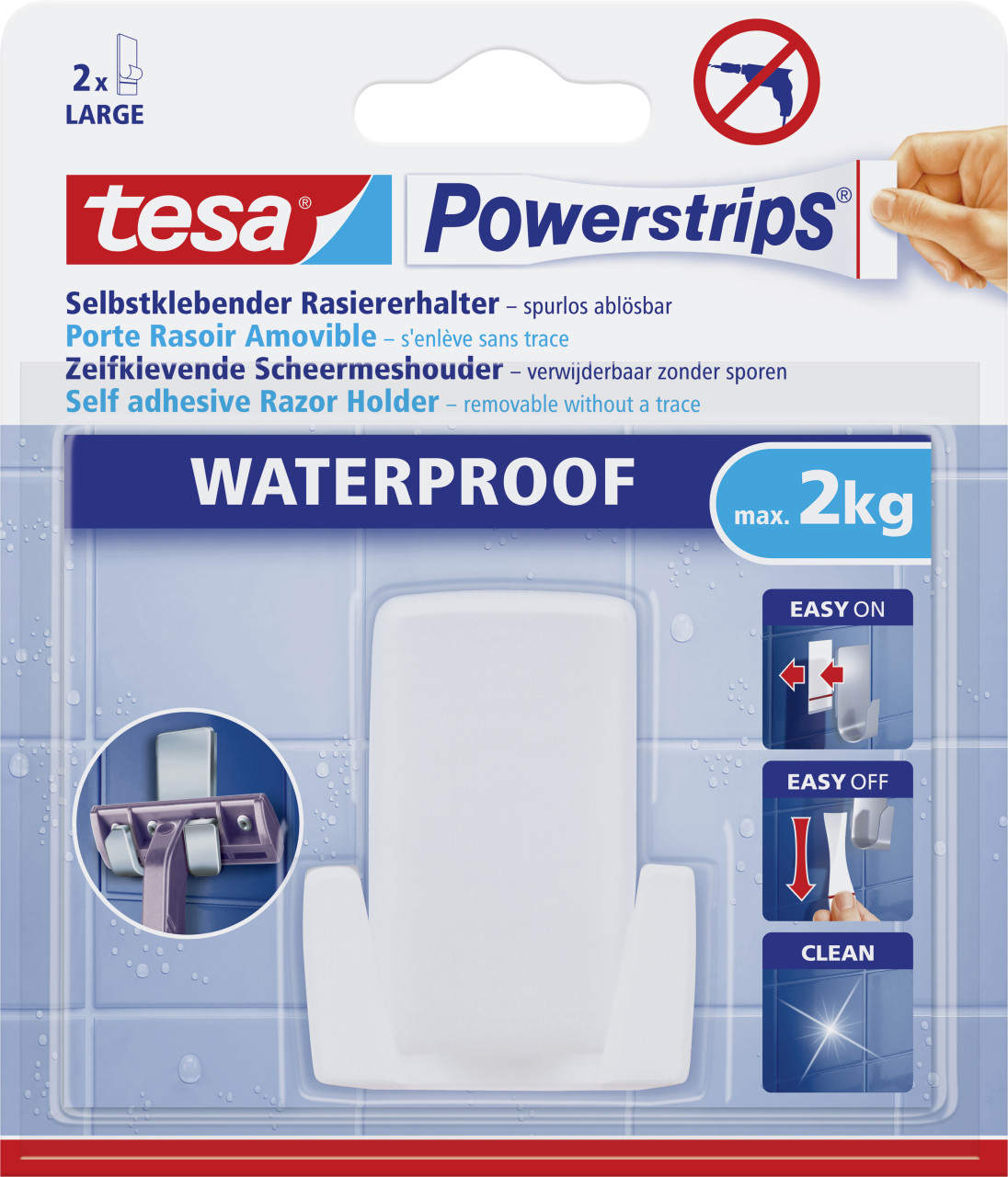 tesa Rasiererhalter Powerstrip weiß, waterproof