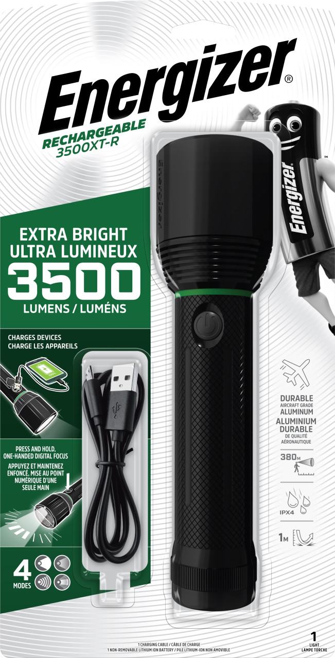 Energizer Taschenlampe 3500XT-R wiederaufladbar inkl. USB Kabel schwarz